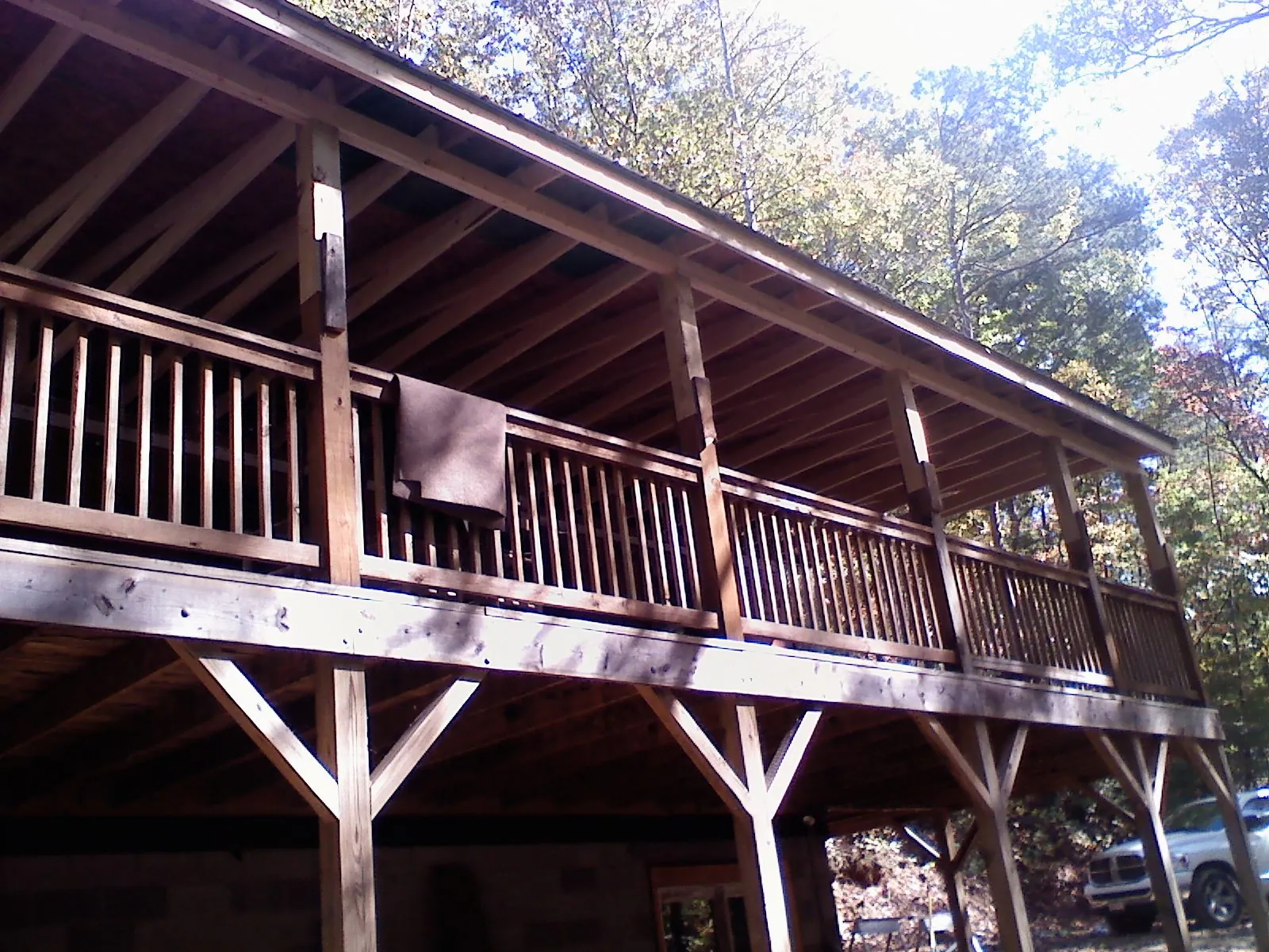 Timber framing under a new elevated porch and deck — Roof Leak Repair in Upperville by Roofing Brothers